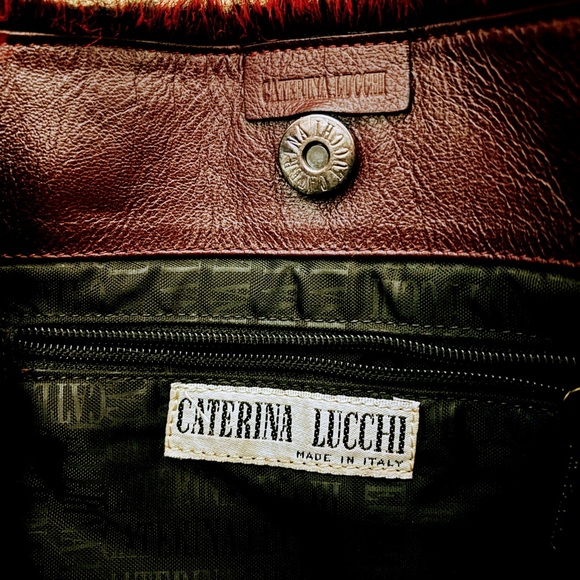 Caterina Lucci Italy Vintage Faux Fur Handbag Purse w/ Leather Straps - Picture 4 of 6